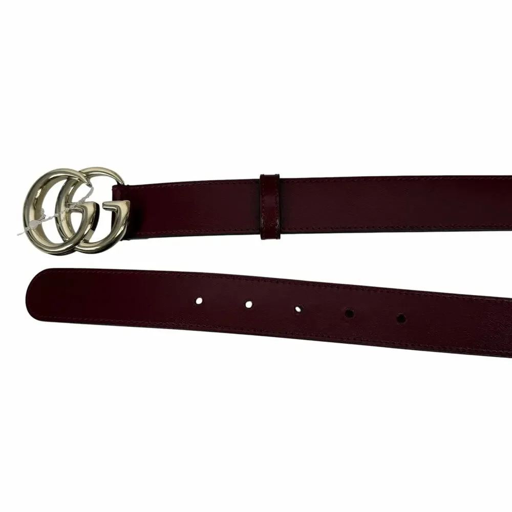 Gucci GG Marmont Belt Red Leather Gold Buckle Women Size 95/38